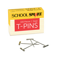 School Smart Handle-Like Head T-Pin, 1-1/2 Inches, Steel, Pack of 100 021795
