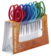 Fiskars Pointed Tip Kids Scissors, 5 Inches, Assorted Colors, Pack of 12, Item Number 024895