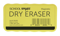 School Smart Magnetic Whiteboard Eraser, 2 x 4 Inches, Yellow Handle, Black Foam, Item Number 084465