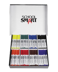 School Smart Washable Markers, Conical Tip, Assorted Colors, Pack of 200 086413
