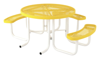 Superior Site Amenities Portable Round Picnic Table, 3 Attached Seats, 46 Round x 30 Inches, Green Top, Black Frame 1306794