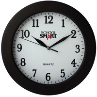 School Smart Wall Clock, 10 Inches, White Dial and Black Frame 1543108