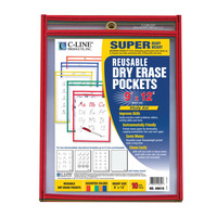 C-Line Dry Erase Reusable Pockets, Assorted Colors, 9 x 12 Inches, Pack of 25, Item Number 1437849