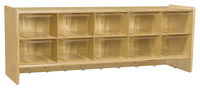 Childcraft ABC Furnishings Wall Coat Locker, 10 Cubbies With Clear Trays, 48 x 13 x 17-3/4 Inches, Item Number 1537059