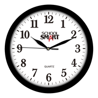 School Smart Silent Movement Wall Clock, 13 Inches, White Dial and Black Frame 1563726