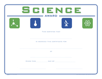 Achieve It Raised Print Science Recognition Award, 11 x 8-1/2 inches, Pack of 25, Item Number 2103100