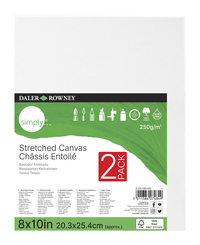 Daler-Rowney Simply Stretched Canvas, 8 x 10 Inches, Pack of 2, Item Number 2103503