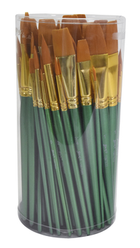 Sax Optimum Golden Synthetic Taklon Paint Brushes, Assorted Sizes, Set of 72, Item Number 404637