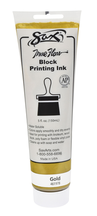 Sax True Flow Water Soluble Block Printing Ink, 5 Ounce Tube, Gold, Item Number 461978