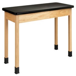 Classroom Select Oak Science Table, Black Plastic Laminate Top, 48 x 24 x 30 Inches, Item Number 657673