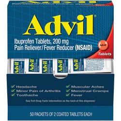 Image for Advil 200Mg Tablets, 2 Per Pack, 50 Packs Per Box from School Specialty