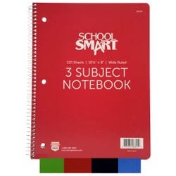 Image for School Smart Spiral Perforated 3 Subject Wide Ruled Notebook, 10-1/2 x 8 Inches from School Specialty