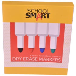 Image for School Smart Dry Erase Markers, Bullet Tip, Low Odor, Assorted Colors, Pack of 8 from School Specialty