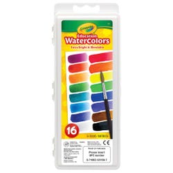 Image for Crayola Education Watercolor Paint, Oval Pan, Assorted 16-Color Set from School Specialty