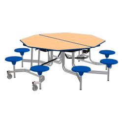 Classroom Select Mobile Table, 8 Stools, Octagon, 60 Inches Item Number 4001255