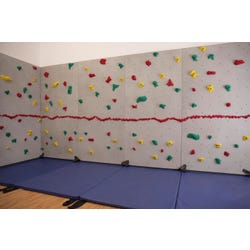 Image for Everlast Climbing Granite River Rock Traverse Wall Package, 8 x 40 Feet, 2 Inch Blue Mat from School Specialty