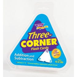 Image for Trend Enterprises Three Corner Addition and Subtraction Double Sided Triangle Flash Card Set, Set of 46 from School Specialty