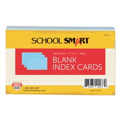 School Smart Blank Plain Index Card, 3 x 5 Inches, Blue, Pack of 100 088724