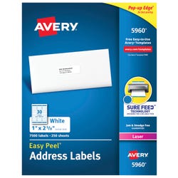 Avery Easy Peel Address Labels, Laser, 1 x 2-5/8 Inches, Pack of 7500 1482906