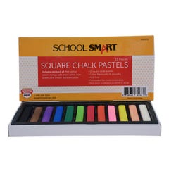 School Smart Square Chalk Pastels, Assorted Colors, Set of 12 1594959