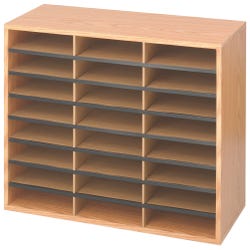 Safco Corrugated Literature Organizer, 24 Compartments, 29 x 12 x 23-1/2 Inches, Medium Oak, Item Number 675060