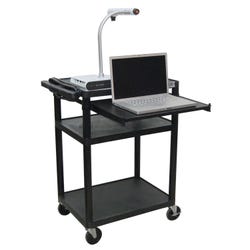 Image for Luxor H Wilson Presentation Cart with Pull Out Front Tray, 24 in W X 18 in D X 34 in H, Black Shelves/Legs from School Specialty