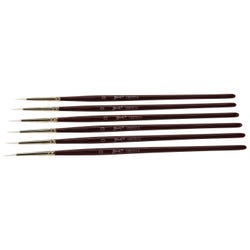 Sax Optimum White Synthetic Taklon Paint Brushes, Round, Size 0, Pack of 6, Item Number 1567614