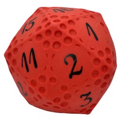 Sportime Soft Touch Vinyl Dice, 20 Sided, Red, Each 2098465
