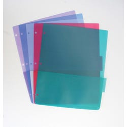 School Smart Tabbed Poly Binder Pocket Pages, Assorted Colors, 1 Set of 5 Item Number 081952