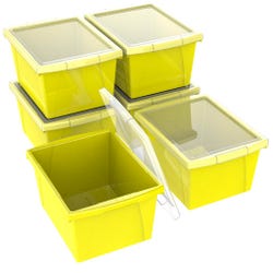 Image for Storex Classroom Storage Bin with Lid, 4 Gallon, Yellow, Pack of 6 from School Specialty