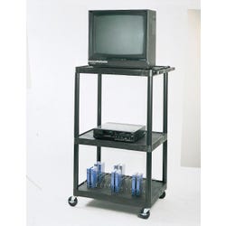 Luxor H Wilson LP AV Table with Electrical Assembly, 32 in W X 24 in D X 48 in H, Black, Item Number 623532