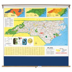 Image for Nystrom North Carolina Pull Down Roller Classroom Map, 64 x 50 Inches from School Specialty
