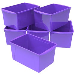 Image for Storex Interlocking Book Bins, Double Wide, 14-1/2 x 9-1/5 x 7 Inches, Purple, Pack of 6 from School Specialty