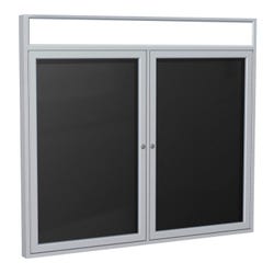 Image for Ghent 3 Door Outdoor Enclosed Vinyl Letter Board with Satin Aluminum Illuminated Headliner Frame, 3 x 6 feet, Black from School Specialty
