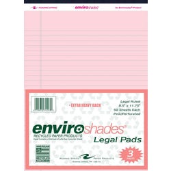 Image for Enviroshades Legal Pads, 8-1/2 x 11-3/4 Inches, Pink, 50 Sheets, Pack of 3 from School Specialty