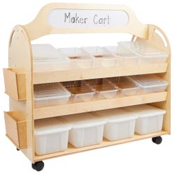 Image for Childcraft Mobile Makerspace Cart, Clear and Translucent Trays, 48-1/4 x 22-1/2 x 49 Inches from School Specialty
