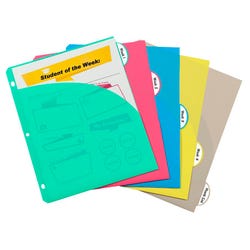 Image for C-Line Poly Binder Index Dividers with Slant Pocket, Assorted Colors, 5-Tab Set from School Specialty