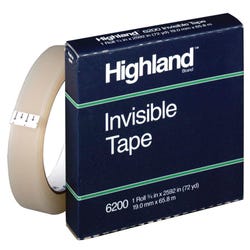 Highland 6200 Invisible Tape, 0.75 Inch x 72 Yards, Matte, Item Number 040731