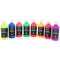 Image for Sax Liquid Washable Watercolor Paint, 8 Ounces, Assorted Fluorescent Colors, Set of 8 from School Specialty