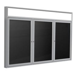 Image for Ghent 3 Door Enclosed Vinyl Letter Board with Satin Aluminum Headliner Frame, 4 x 8 feet, Black from School Specialty