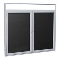 Image for Ghent 2 Door Enclosed Vinyl Letter Board with Satin Aluminum Headliner Frame, 3 x 5 feet, Black from School Specialty