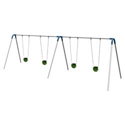 UltraPlay Bipod Double Bay Swing With Galvanized Frame, 2 Strap Seats -2 Tot Seats, Blue Yoke Connectors, 198 x 96 x 96 inches, Item Number 1478662