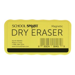 School Smart Magnetic Whiteboard Eraser, 2 x 4 Inches, Yellow Handle, Black Foam, Item Number 084465