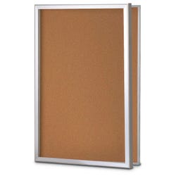 Image for United Visual Products Slim Style Message Board, 48 X 36 in, 1 Lockable Door, Aluminum Frame from School Specialty