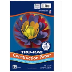Image for Tru-Ray Sulphite Construction Paper, 9 x 12 Inches, White, 50 Sheets from School Specialty