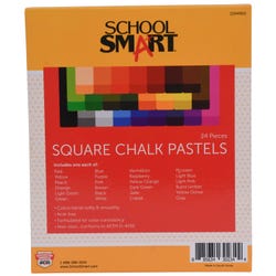 School Smart Square Chalk Pastels, Assorted Colors, Set of 24 1594960