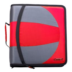 Image for Case·it Dual Ring Zipper Binder, D-Ring, 1-1/2 Inches, Fire Engine Red from School Specialty