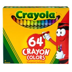 Image for Crayola Standard Size Crayons in Hinged Top Box and Sharpener, Set of 64 from School Specialty