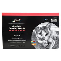Saw Graphite Drawing Pencil Classroom Pack, Assorted Degrees, Set of 144, Item 2090711