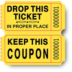 Image for Premier Southern Ticket Double Roll Ticket, 2 x 2 inches, Yellow, Pack of 2000 from School Specialty